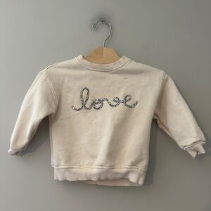 $18 ADD ON zara! girls' cream sweatshirt floral embroidery 1.5Y zara‎ old navy